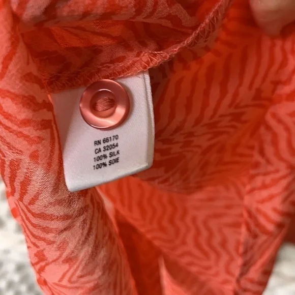 Anthropologie Maeve Silk Coral/Orange Boxy Fit Short Sleeve Top - Picture 6 of 6
